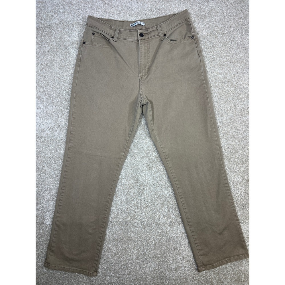 Lee Relaxed Fit At The Waist Women Khaki Straight Leg Pants Size 12 Medium